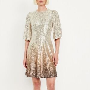 Old Navy Warm Ombre Gold Sequin Mini Dress, Size Medium Petite